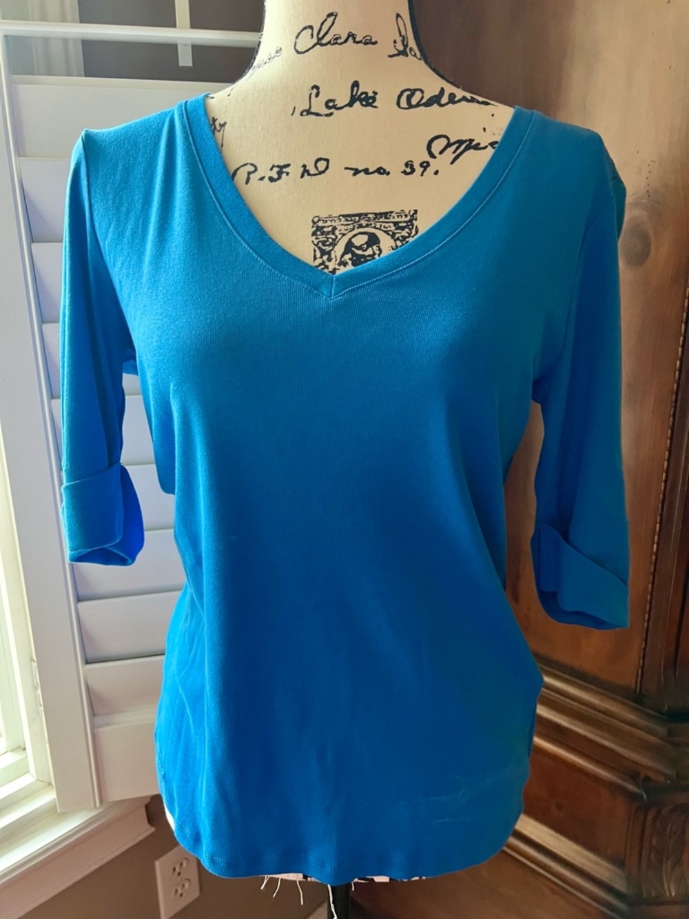 Ralph Lauren V-Neck 3/4 Sleeve Tee - Blue